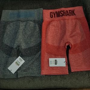 Set of 2: Gymshark Red & Grey Highwaisted Flex biker Shorts sz Medium NWTs ❤️
